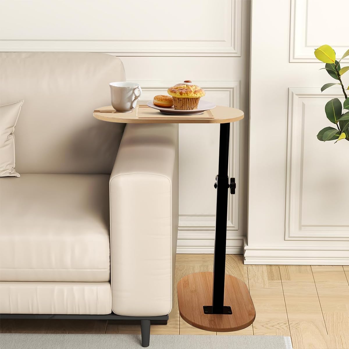 Wooruy Beistelltisch aus Bambus, Höhenverstellbarer Nachttisch, Kleiner Sofatisch für Wohnzimmer, Schlafzimmer, Büro, Multifunktionale Ablagefläche, 40~82 * 43 * 22cm,