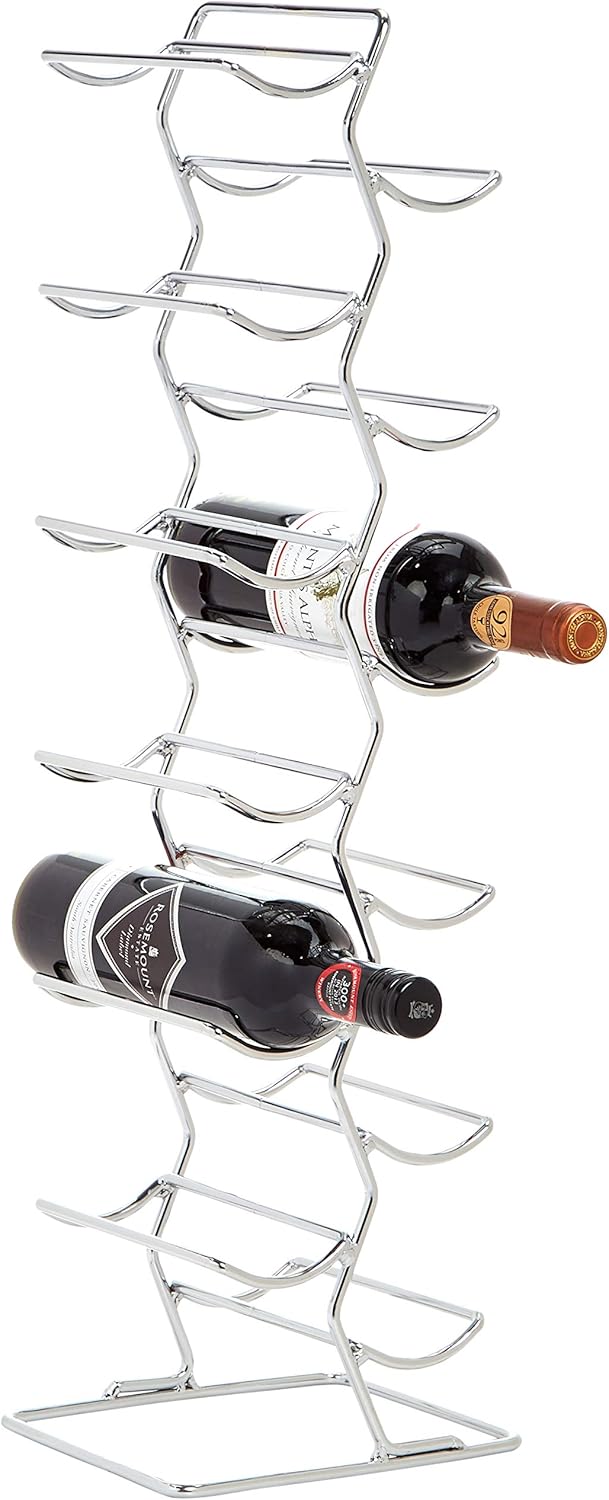 Amazon Basics Weinregal im modernen Stil für 12 Flaschen, 74 cm, Chrom