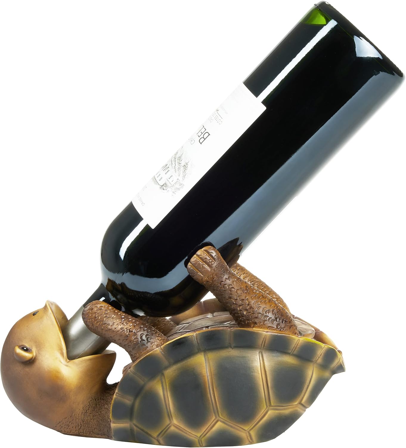BRUBAKER Wine Bottle Holder Thirsty Turtle - Bottle Holder Drinking Animals - Bottle Stand Funny - Sea Turtle Decorative Figure Hand Painted Bar Wine Accessories - Funny Wine Gift
