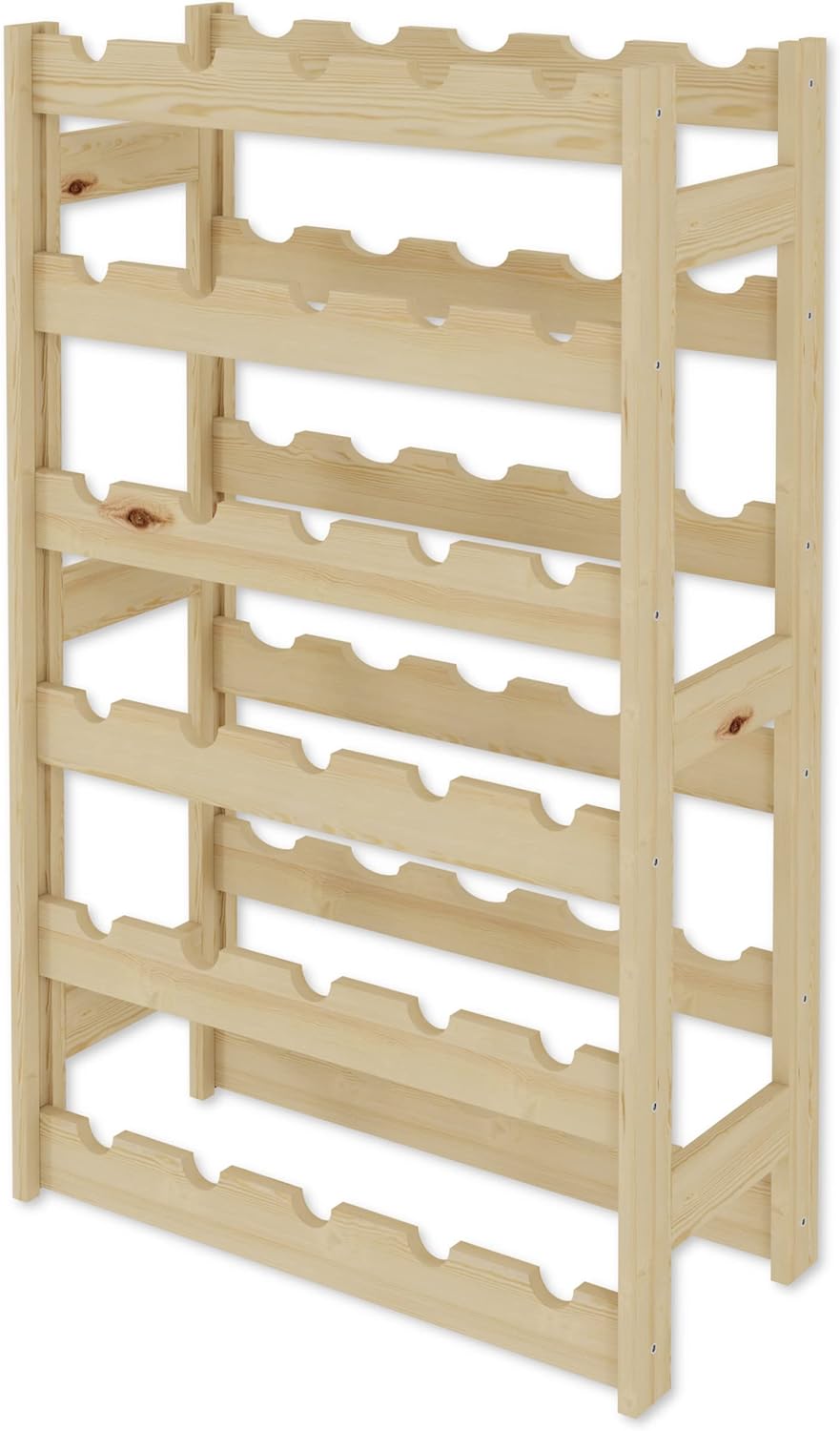 Lenmar, Weinregal aus Holz für Flaschen, Natur, RW-1, Wein, Flaschenregal, Kellerregal, Regale, Flaschenhalter (Natur, RW-1-30, 86 x 53 x 25, 6 liegen, für 30 Flaschen)