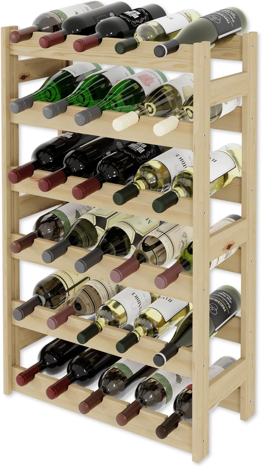 Lenmar, Weinregal aus Holz für Flaschen, Natur, RW-1, Wein, Flaschenregal, Kellerregal, Regale, Flaschenhalter (Natur, RW-1-30, 86 x 53 x 25, 6 liegen, für 30 Flaschen)